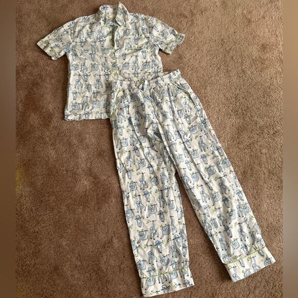 NEW NWOT Roller Rabbit Sleepy Sloth Liza Lounge Set Pants & Top Pajamas Size nXS - Picture 4 of 13